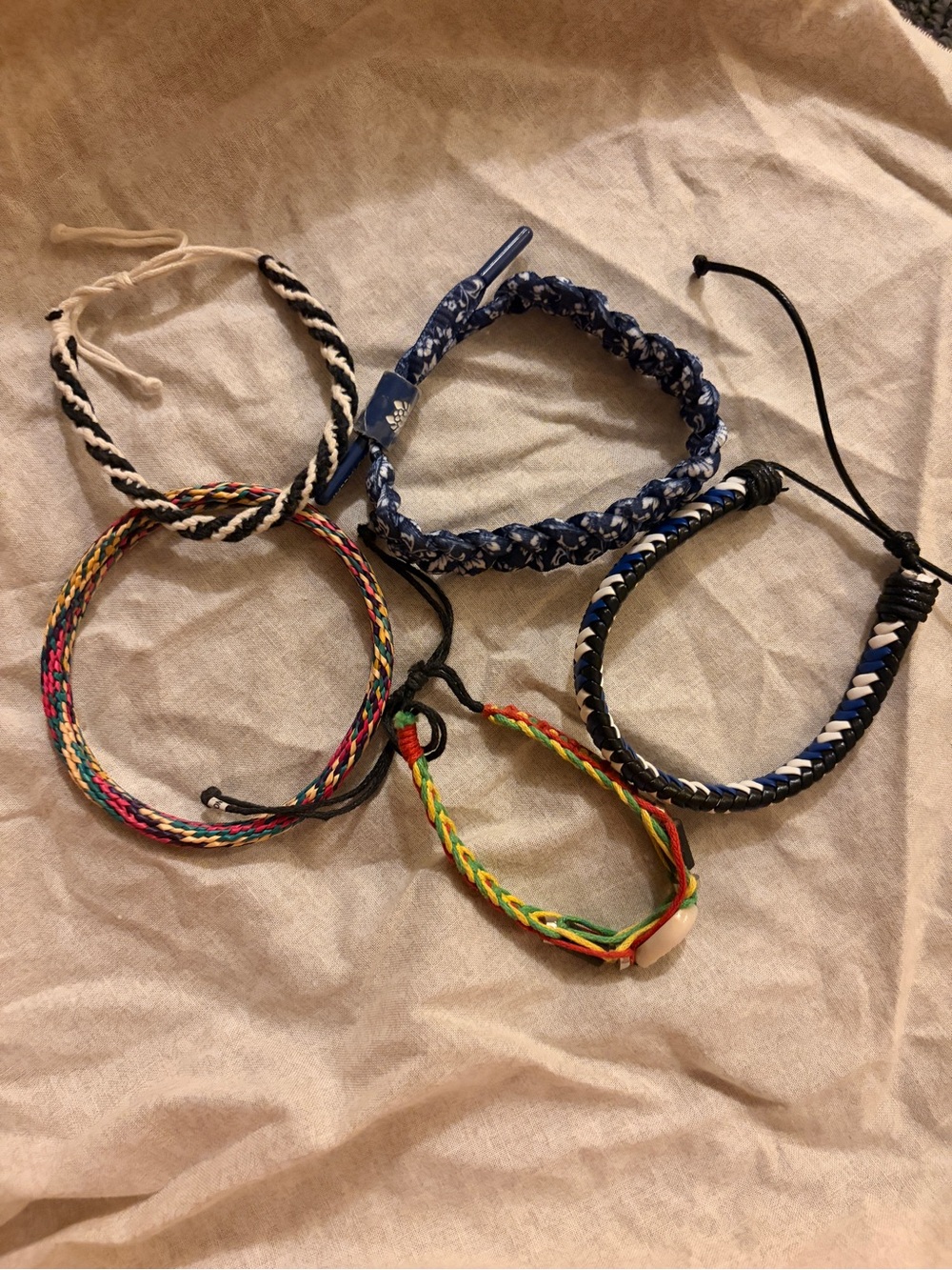 Assorted Braided String Bracelets - Multicolor